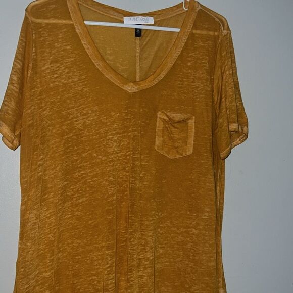 Planet Gold Acid Wash long burnt orange tee size 1X - Picture 3 of 8
